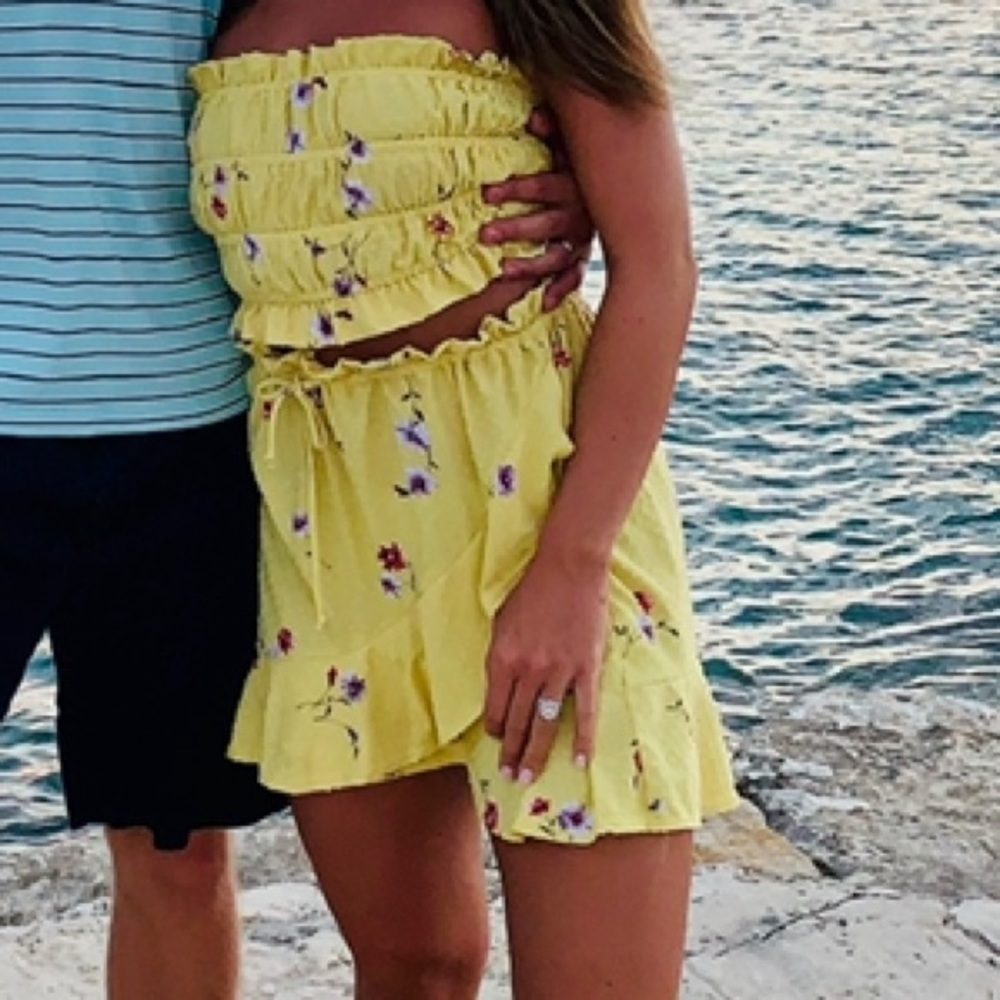 Yellow floral 2 piece set